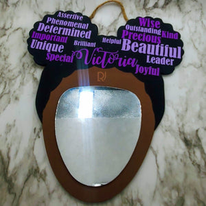 Personalization Afro Puff Girl  Affirmation Mirrors