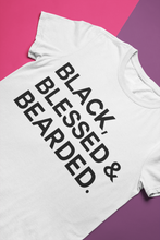 Load image into Gallery viewer, Black Blessed &amp; Bearded Tee for Men