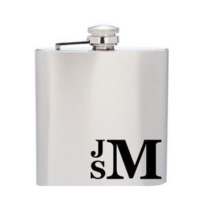 Stainless Steel Hip Flask- Stacked Monogram